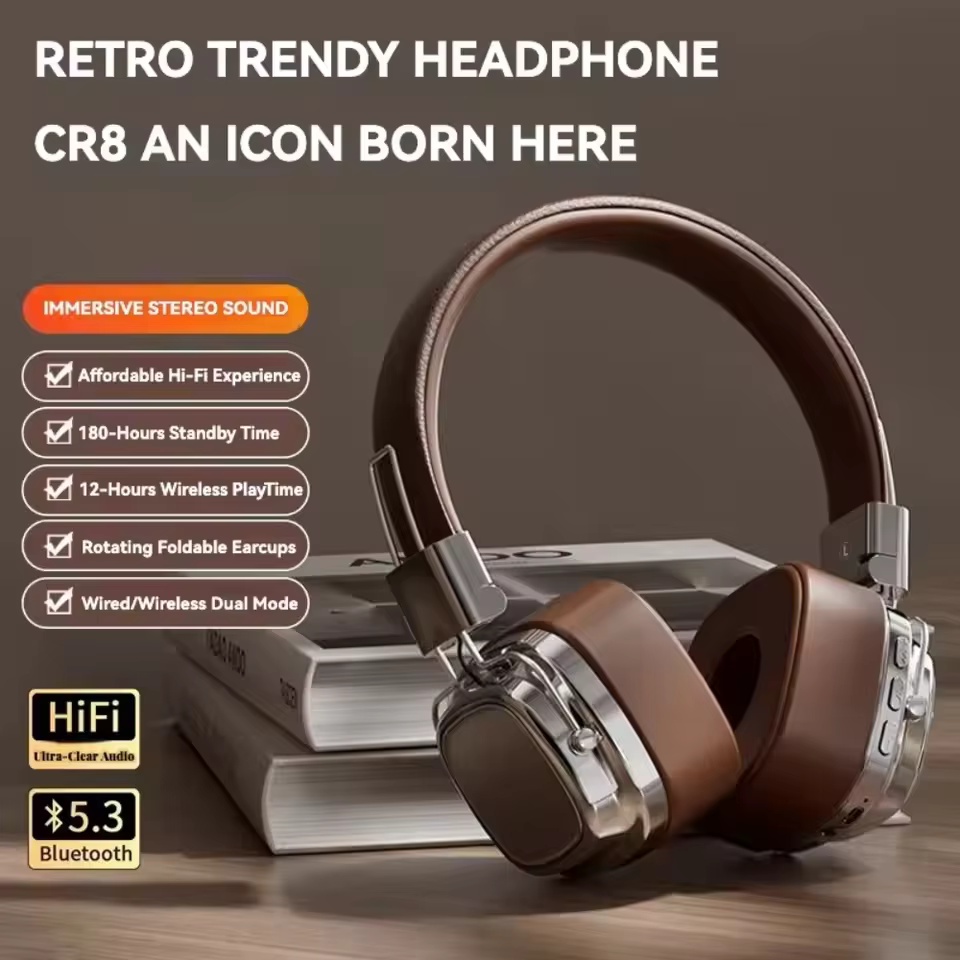 2025 nouveau 5.3 pliable sans fil Bluetooth casques casque Gamer choix rétro sur l'oreille