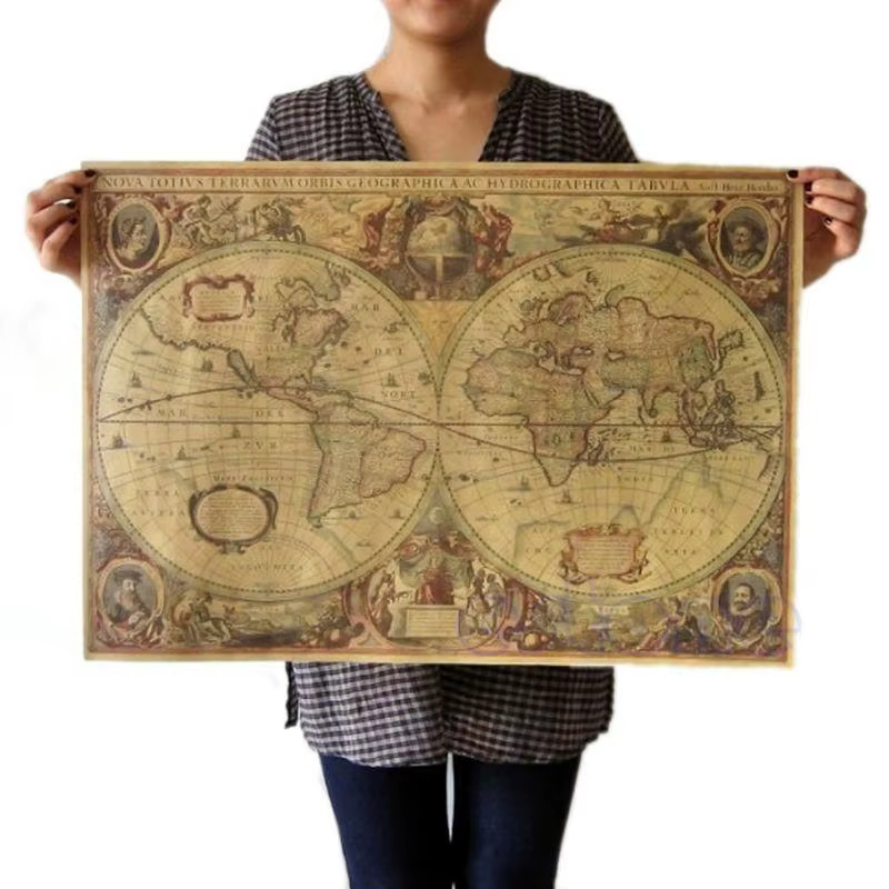 71x50cm rétro vintage Old World Carte Matte Brown Paper Affiche Home Decor Best Sale