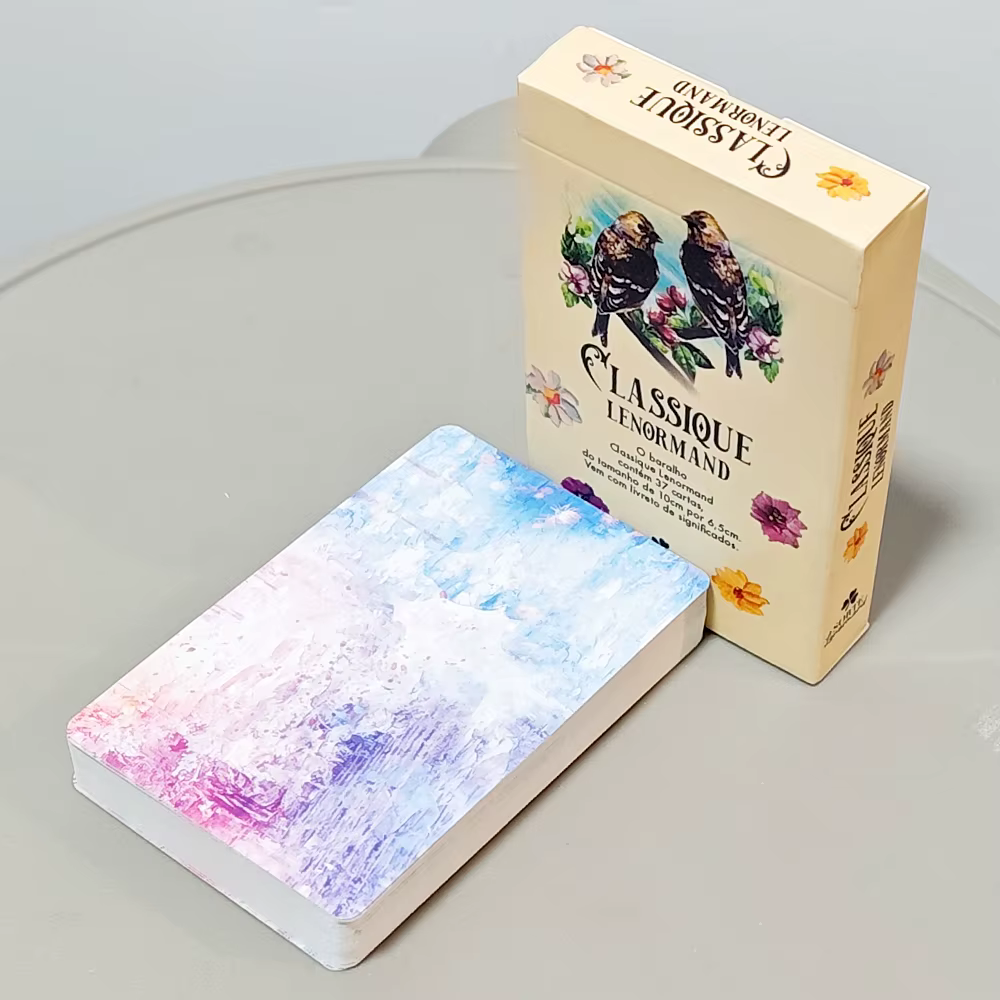 9*6cm 37 Cartes de divination de style vintage - Édition portugaise classique, jeu de cartes Lenormand en carton doublement gaufré