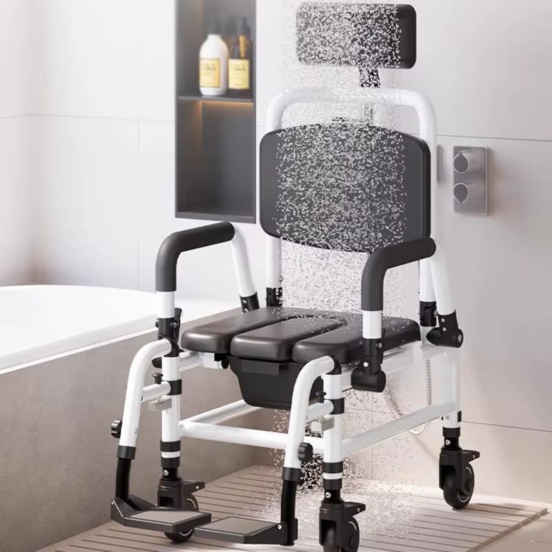 Chaise de salle de bain design pour personnes à mobilité réduite, tabouret médical nordique à roulettes pour chambre à coucher, chaise de douche portable pour personnes âgées, Silla Plegable, mobilier