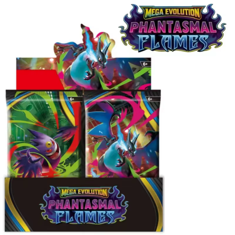 Cartes Pokémon PTCG, version américaine, ME02, booster pack, Phantasmal Flames, anglais, Charizard, ETB, collection, cadeaux