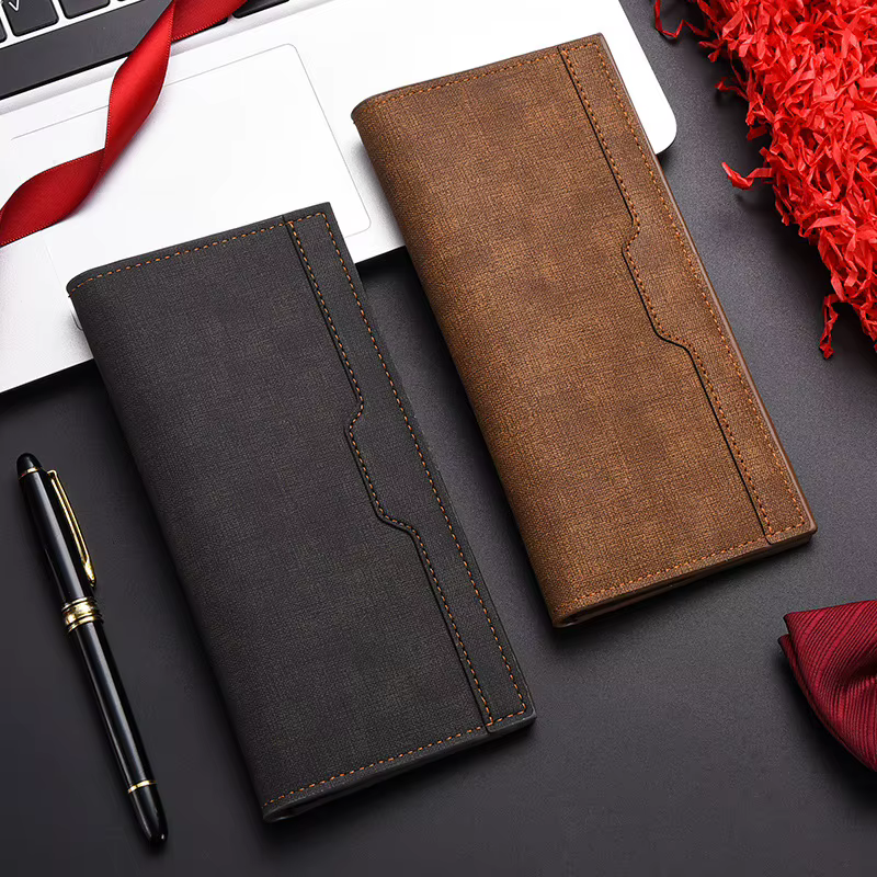 Portefeuille Homme Luxe Designer, Long et Fin, Simple, Multi-emplacements pour Cartes, Porte-monnaie, Pochette de Poche