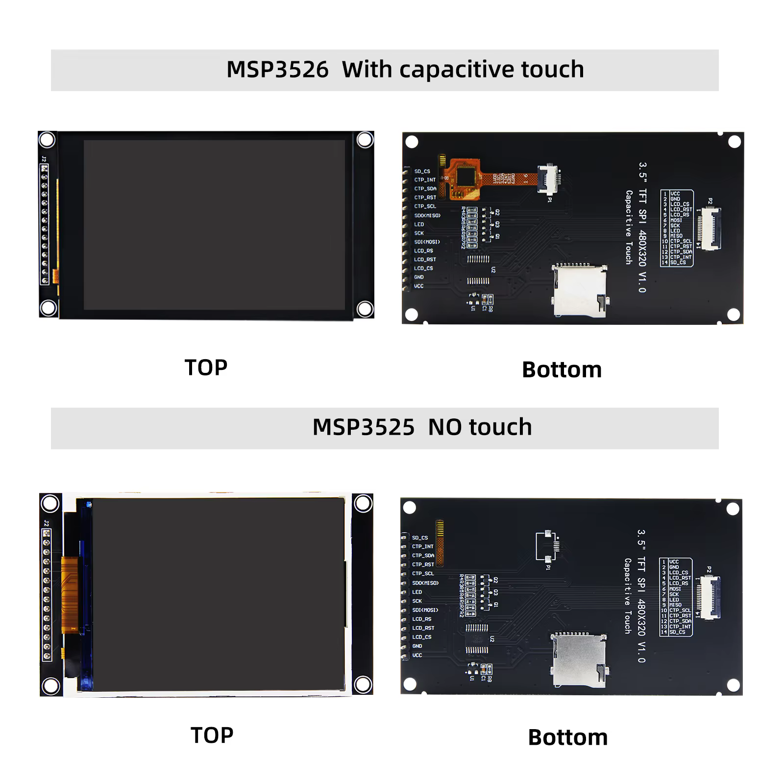 Écran LCD TFT SPI 3,5 pouces, écran tactile capacitif IPS couleur, module d'affichage ST7796 320*480 IPS pour Esp32 et Arduino