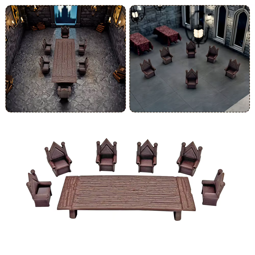 Ensemble de chaises et bancs pour table de D&D et ensemble de chaises de salle à manger Scatter Terrain Tabletop