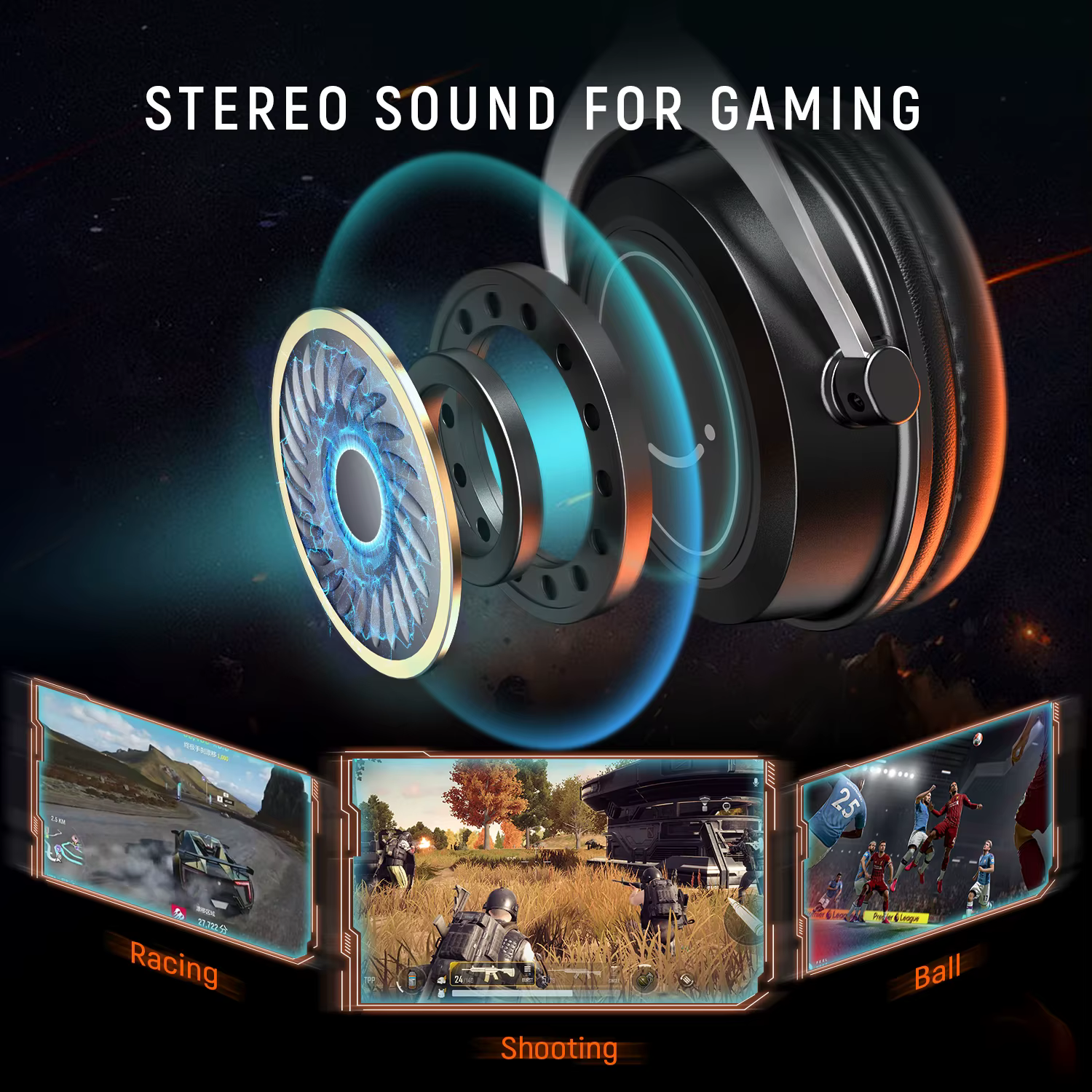 Casque de jeu RVB avec contrôle de ligne et poignées