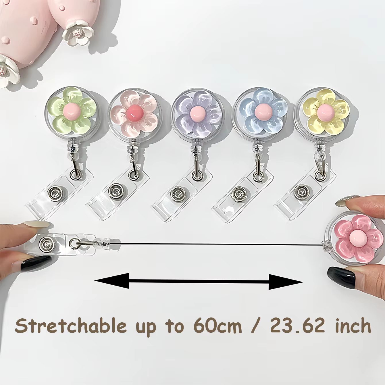 1 pièce Porte-badge rétractable à fermeture éclair avec motif floral pour femme, idéal pour les professionnels (médecins, infirmières)