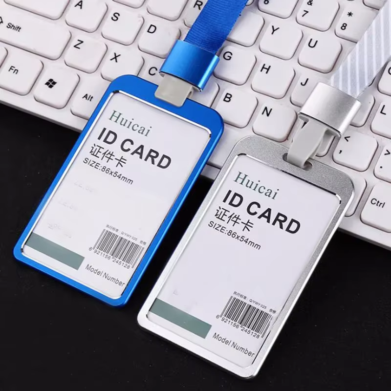 Porte-cartes en alliage d'aluminium, sangle de cou avec lanière, porte-Badge, carte d'identité de travail pour Bus, porte-cartes de visite, fournitures de bureau