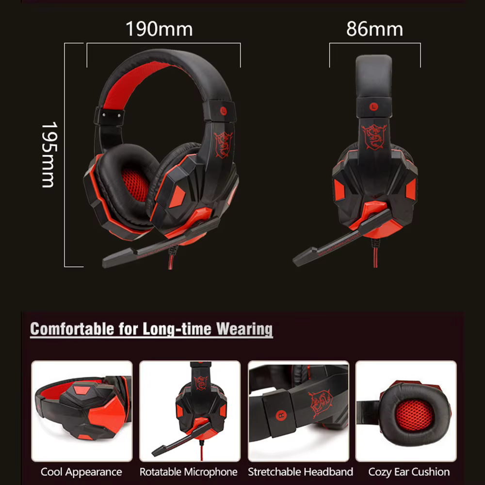 Casque de jeu filaire 3.5mm avec microphone réglable