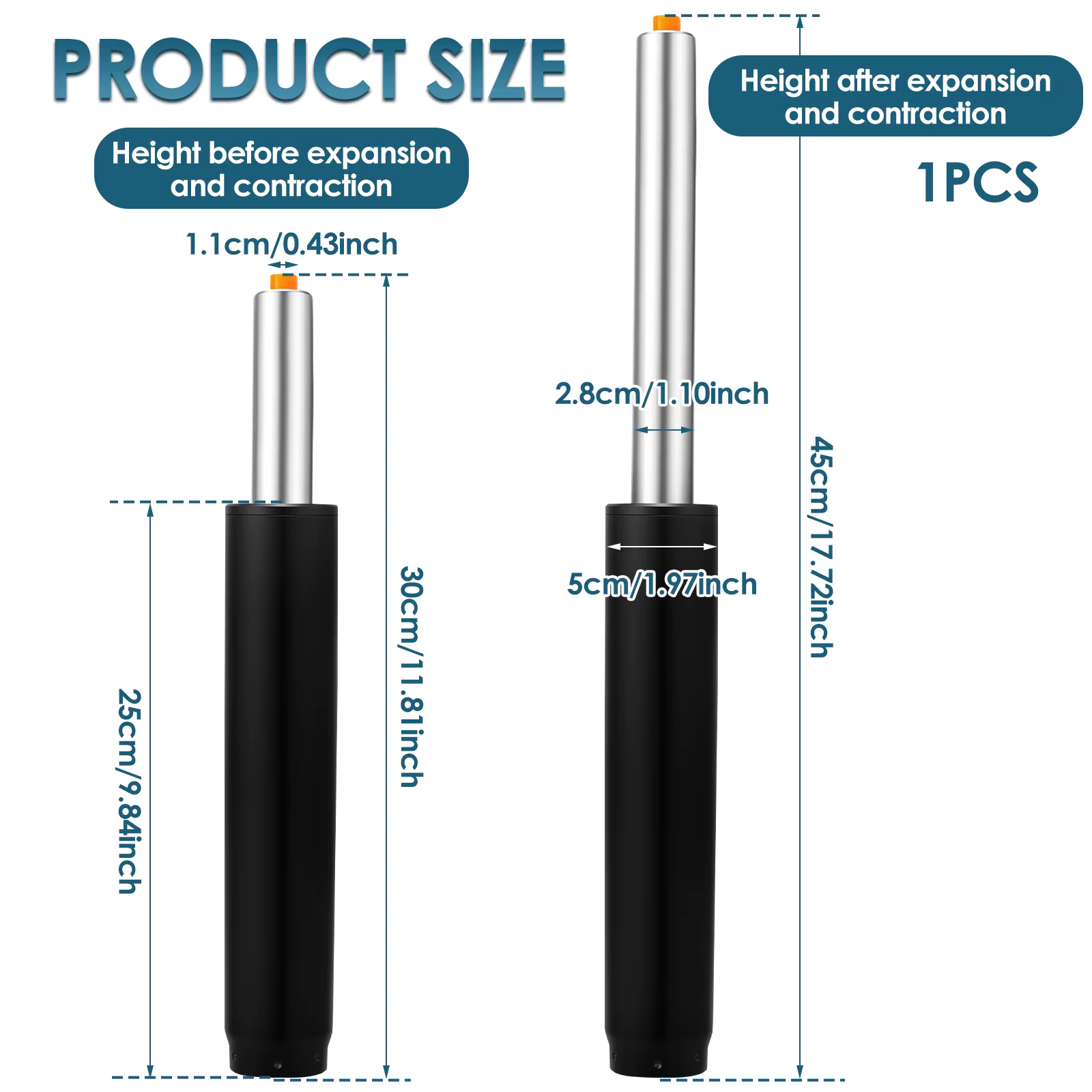 Tige de support pneumatique robuste