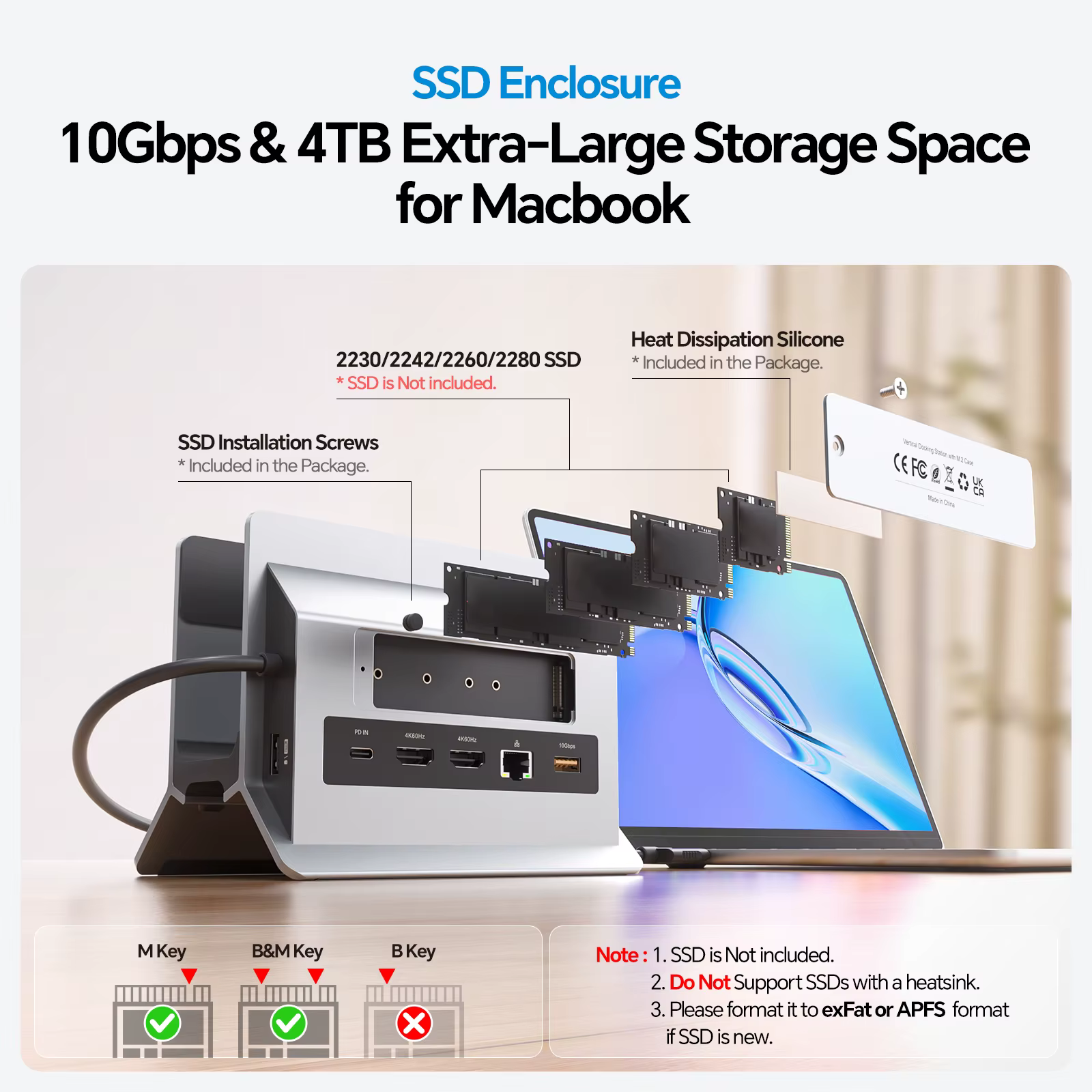 PULWTOP Station d'accueil pour MacBook double moniteur avec 2 HDMI 4K60Hz