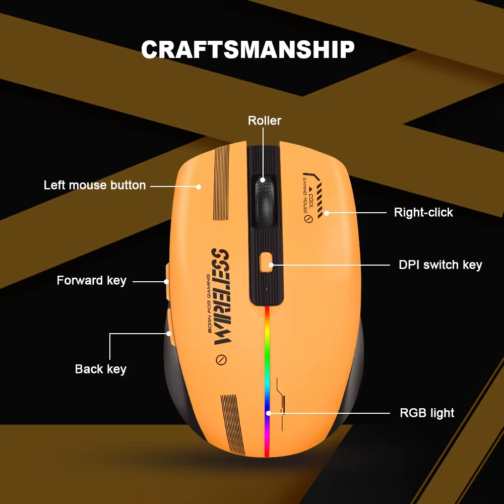 T19 souris de jeu ergonomique Rechargeable USB 2.4G sans fil RGB lumière ordinateur de bureau ordinateurs portables