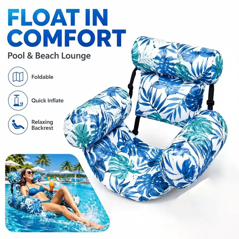 Chaises flottantes pour piscine, chaise longue gonflable pour adultes avec accoudoirs et dossier, transat flottant pour l'eau, hamac aquatique pour le plaisir estival dans l'eau