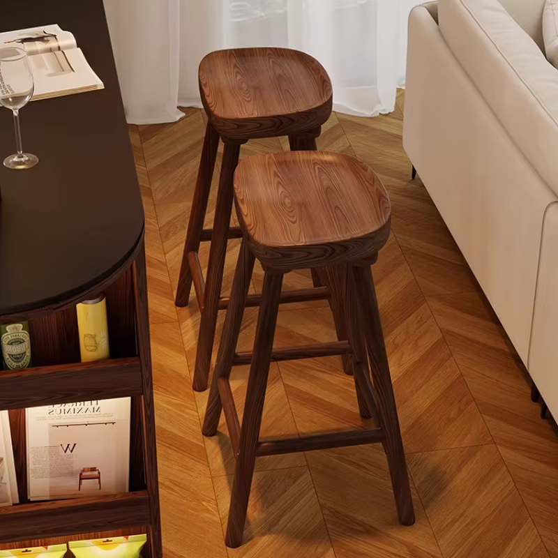 Tabouret de Bar incurvé en bois massif, chaise de comptoir d'îlot de salle à manger haute pour la maison, le café, le Bar, siège élégant pour réception et Bar de réception