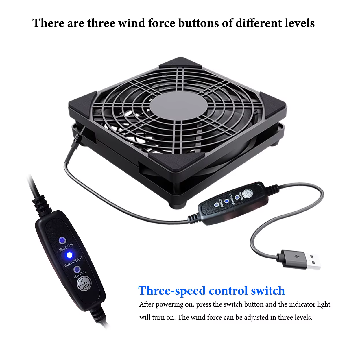 1 USB prend en charge une réglage à 3 vitesses. Le ventilateur d'ordinateur est silencieux.