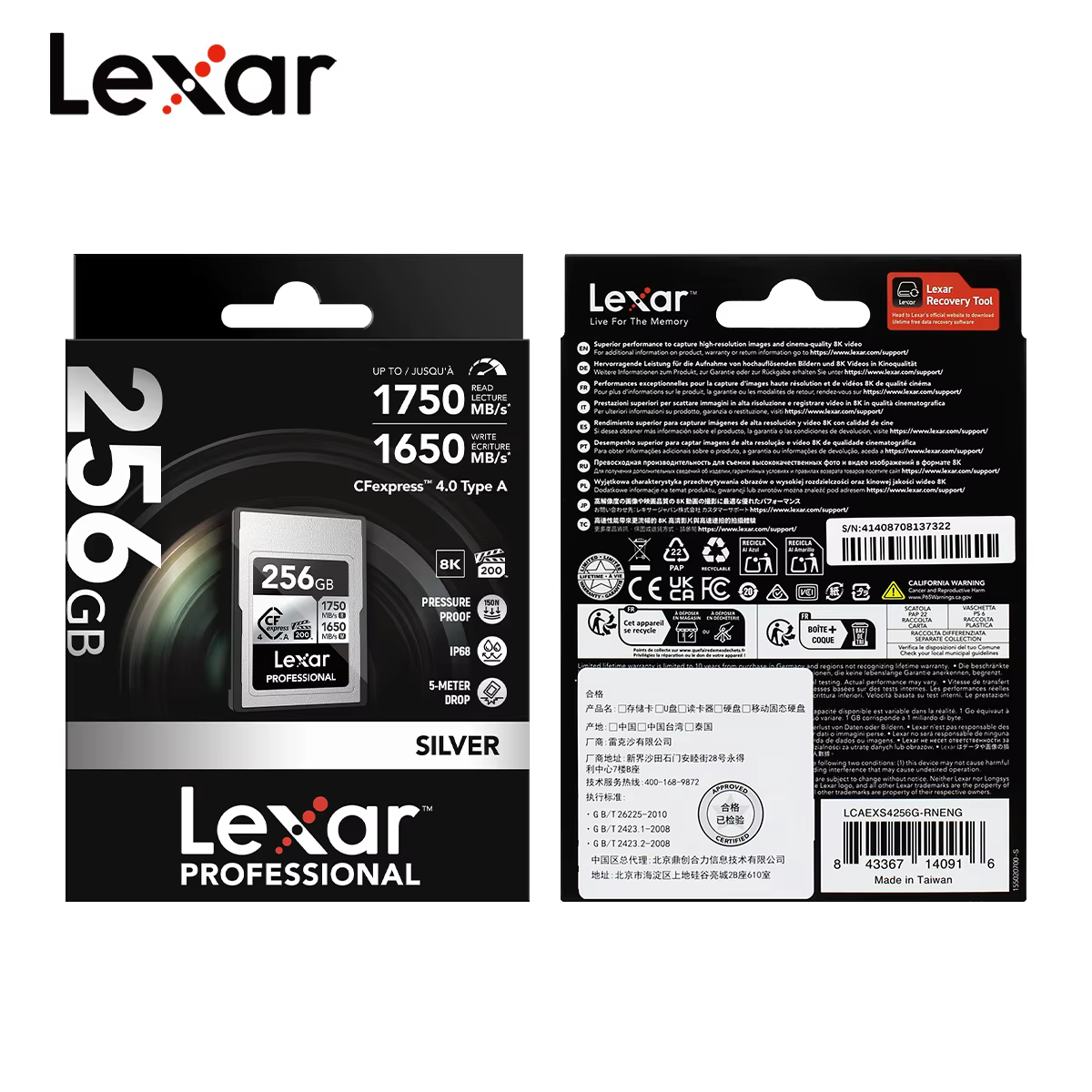 Lexar professionnel argent CFexpress 4.0 Type A carte 2 to 1 to 512GB 256GB VPG200