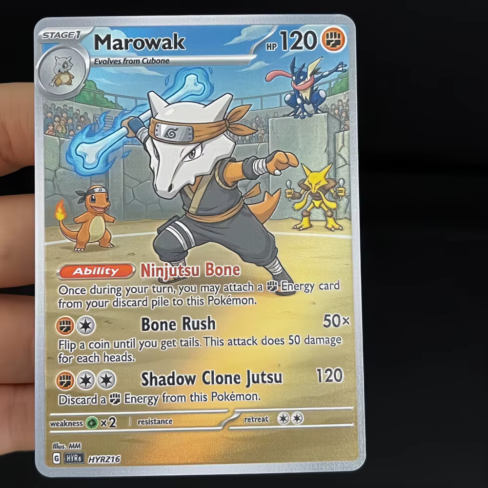 Cartes Pokemon PTCG, 5 pièces, carte holographique de combat Pokemon, cadeau, Style peinture à l'huile, Gengar Machamp Marowak Scyther Hawlucha, jouet de collection