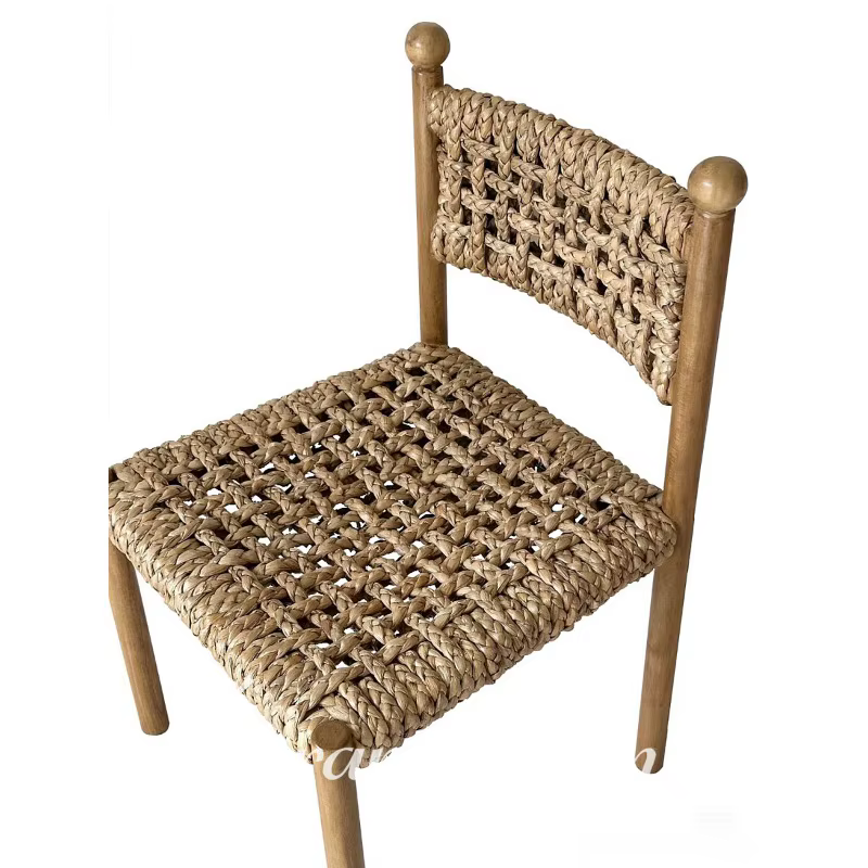 Chaise de salle à manger en rotin et bois massif pour personnes d'âge mûr, fauteuil design rétro haut de gamme, fauteuil d'art de luxe léger, chaise de loisirs en rotin pour la maison