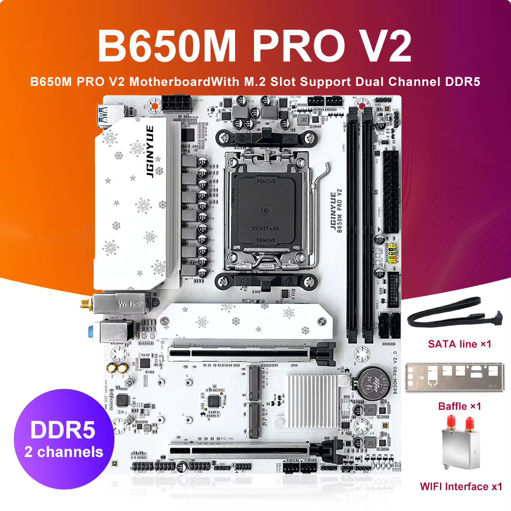 JGINYUE B650M PRO V2 carte mère prend en charge les processeurs AMD AM5 Ryzen série 7000/8000/9000