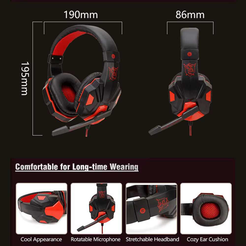 Casque de jeu filaire avec microphone réglable à 120 °