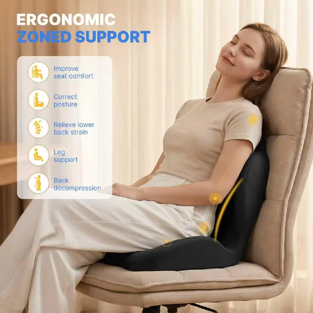 Coussin de siège ergonomique en mousse à mémoire de forme pour chaise de bureau avec support dorsal pour soulager le