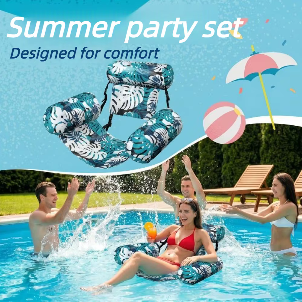 Fauteuil gonflable d'extérieur robuste avec flotteur pour adultes, idéal pour la piscine, le lac, la plage, les fêtes et les événements en extérieur