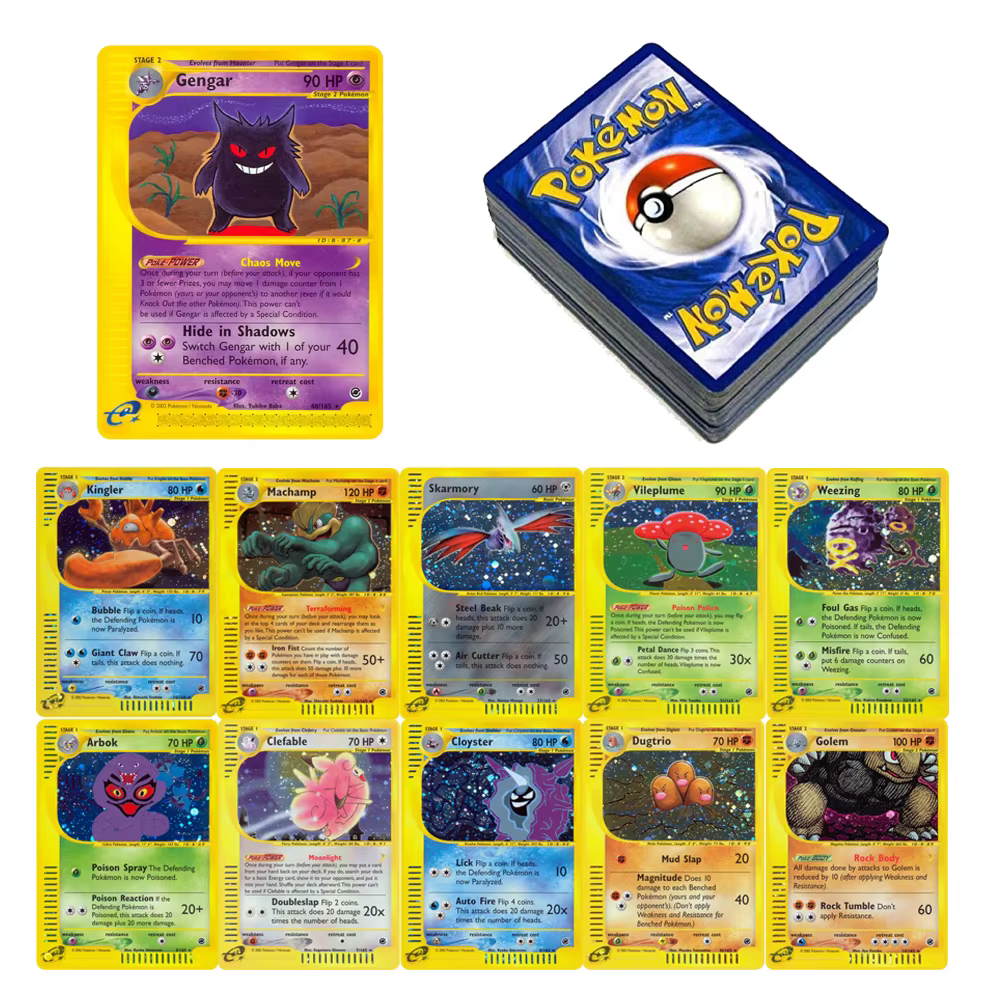 Carte électronique holographique Pokemon, cartes simples Arbok Clefable Vileplume Suicune PTCG, cartes proxy, cartes à collectionner Pokemon, jouets pour enfants