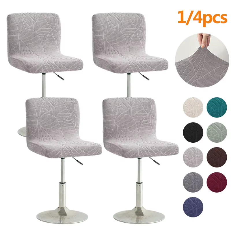 1/4 pièces Jacquard chaise de Bar couvre élastique court dos tabouret de Bar couvre salle à manger Anti-sale siège housses hôtel mariage maison