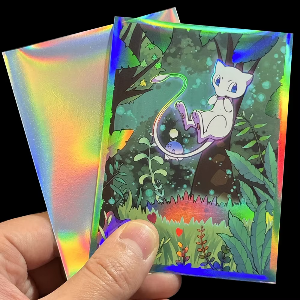 Juste de protection holographique Mewtwo pour jeu de table, manchon PTCG, carte nette, laser, argent, astronomique, ensemble de feuilles WS, 67x92mm, 60 pièces