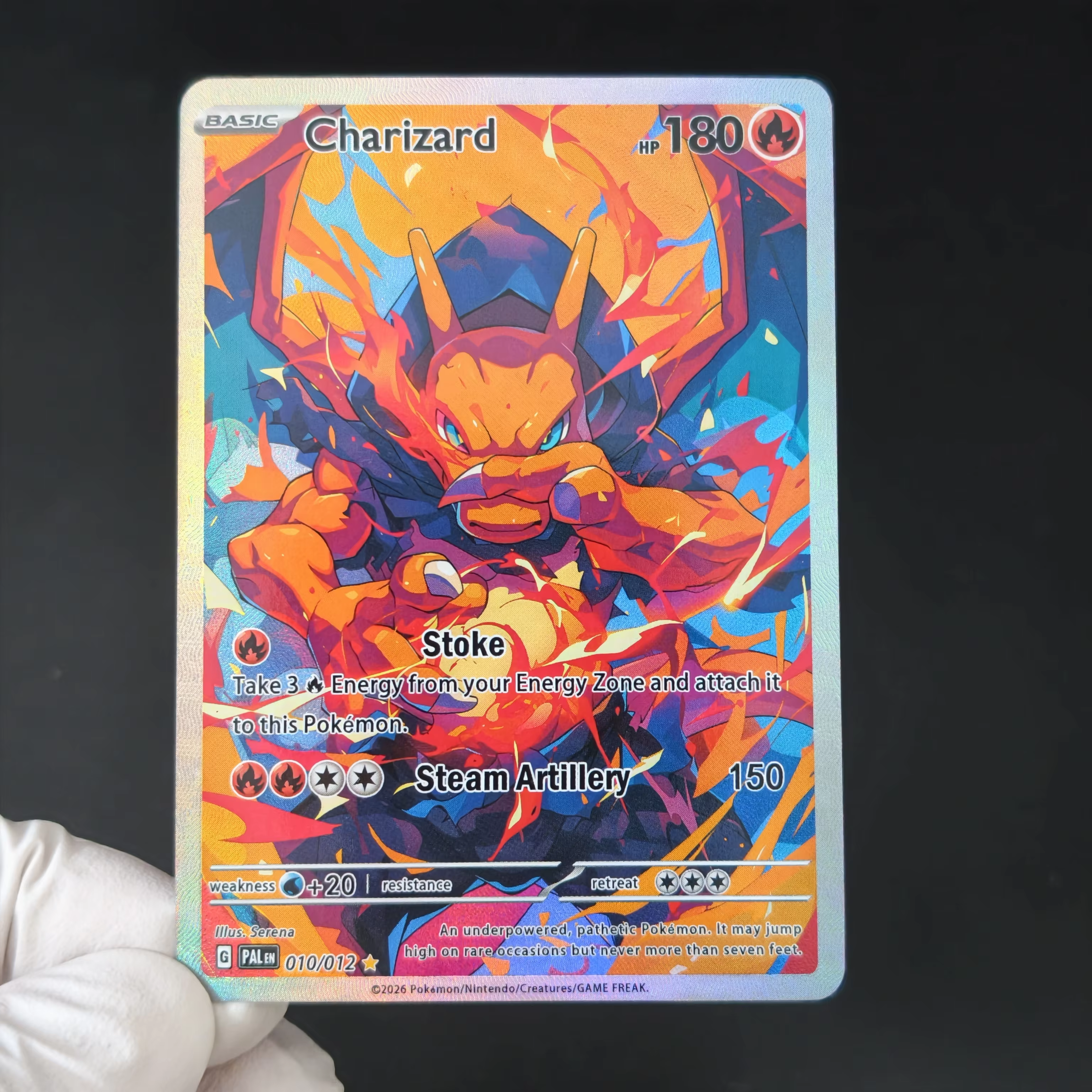 Carte Pokémon Charizard PTCG Anglaise PAL, style samouraï japonais, illustration complète texturée, cartes holographiques rares faites soi-même