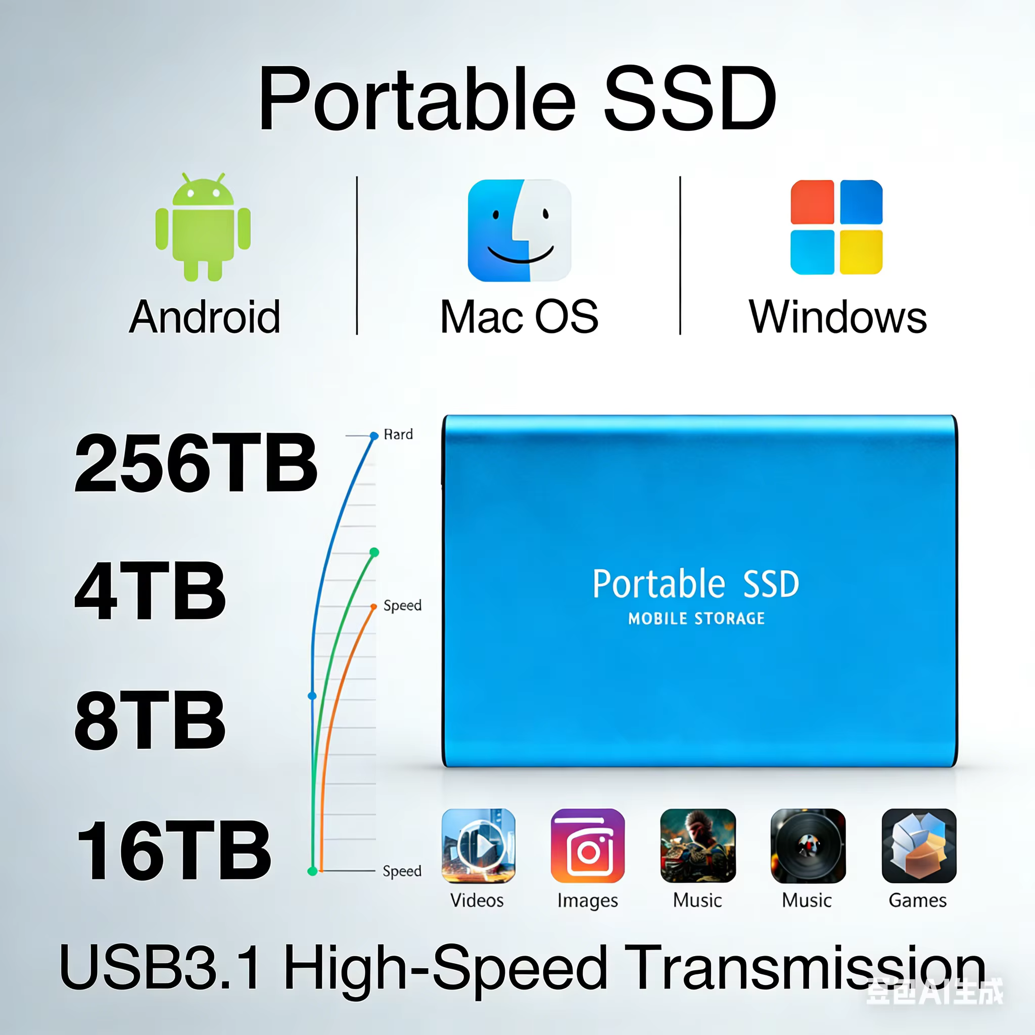 Disque SSD portable de marque 4 To