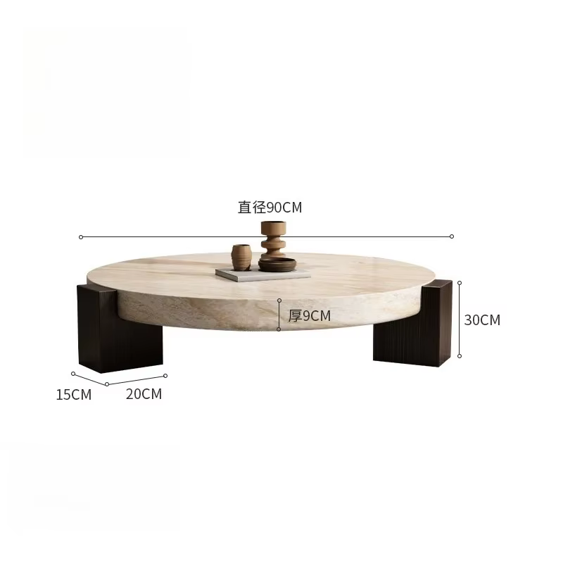 Tables basses originales style Japandi, en marbre, pour salon, avec plateau pour fleurs, design épuré, gain de place