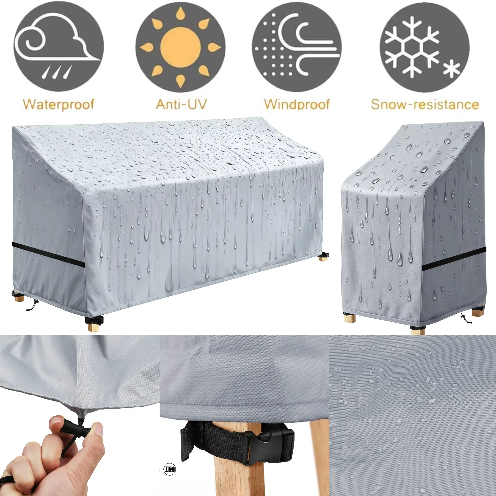 Housses de chaise de jardin imperméables, résistantes à la pluie et à la neige, pour canapé d'extérieur, Table, chaises, protection universelle pour meubles, anti-poussière