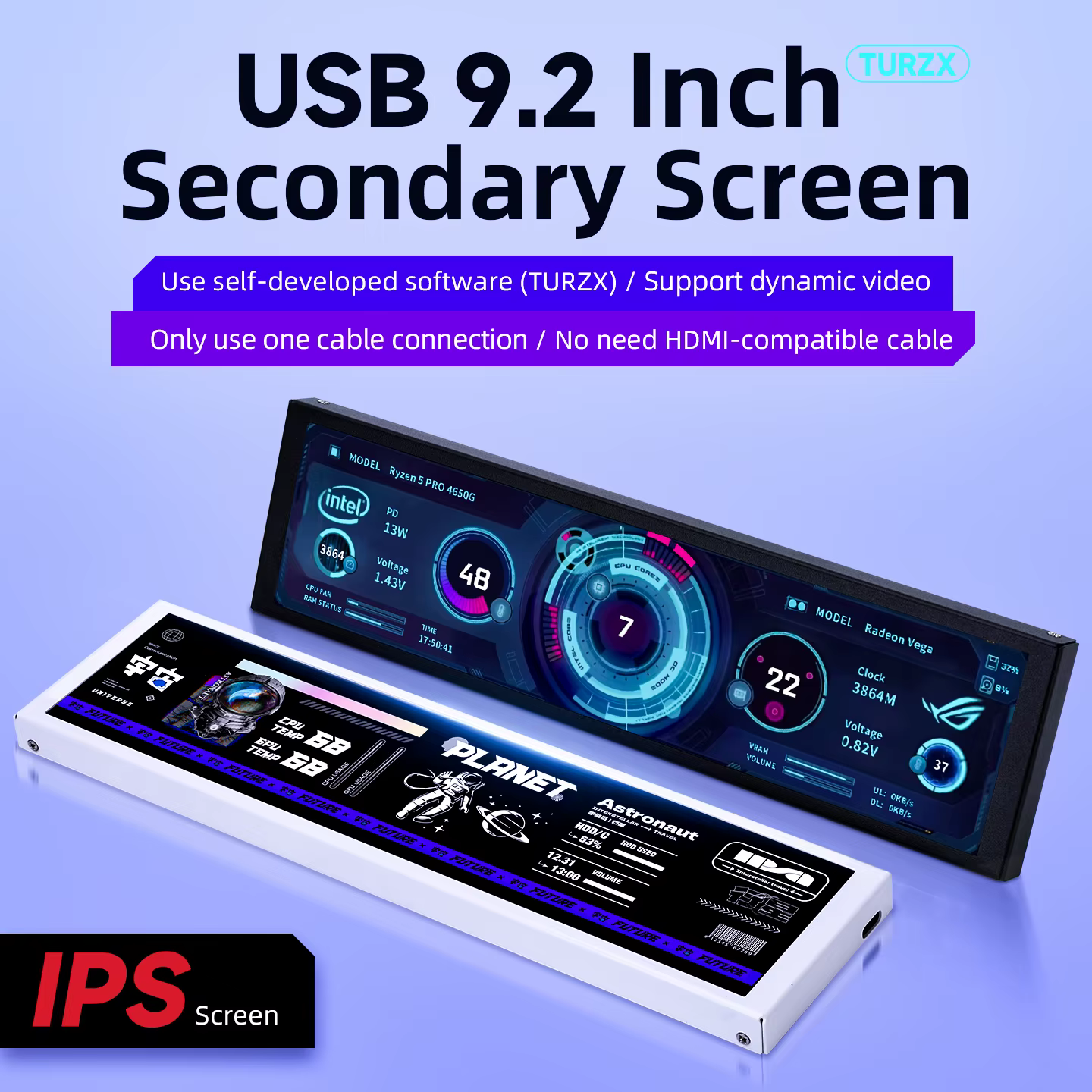 Nouvel écran intelligent USB-C de 9.2 pouces IPS 1920x462