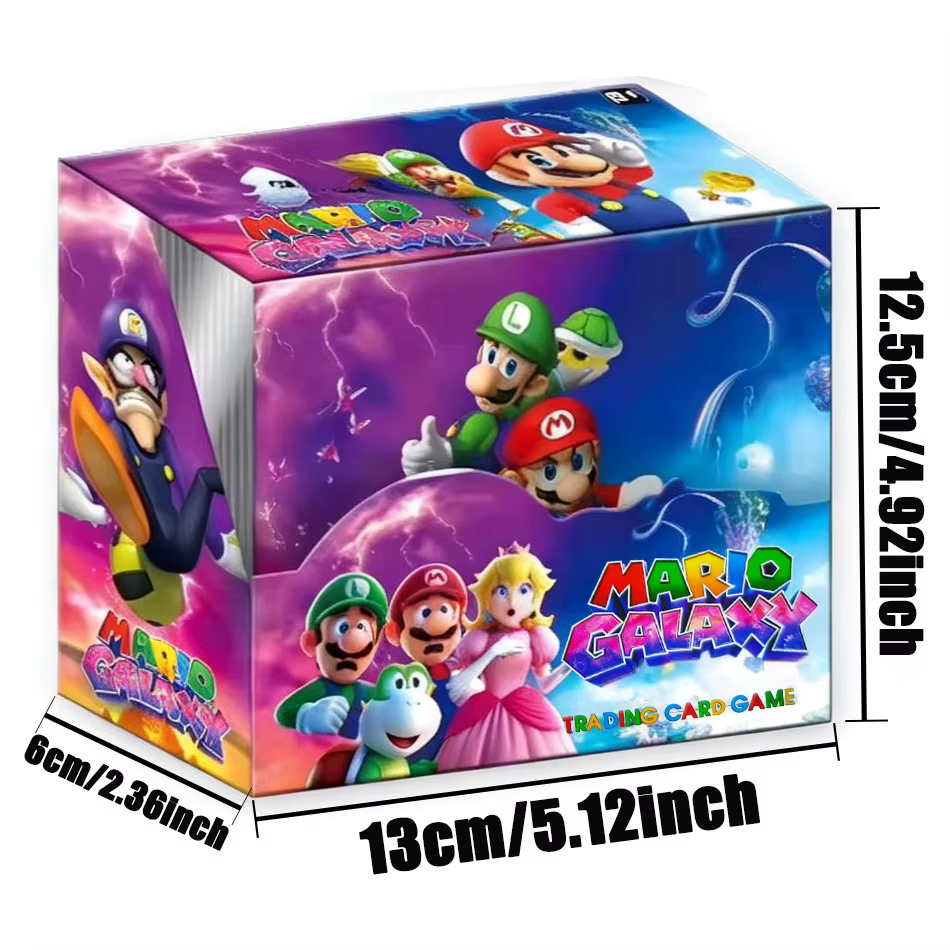 Pack de cartes Super Mario Galaxy, 288 cartes, boîte mystère, parfait pour les fans de Nintendo, les collectionneurs et les amateurs de jeux de cartes à collectionner.