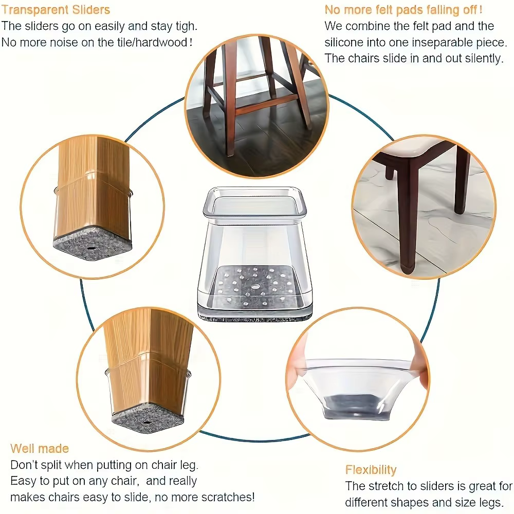 Protecteurs de sol pour pieds de chaise, pour planchers en bois dur, housses épaisses en caoutchouc de Silicone, résistantes aux rayures et réduisant le bruit, 16/32 pièces