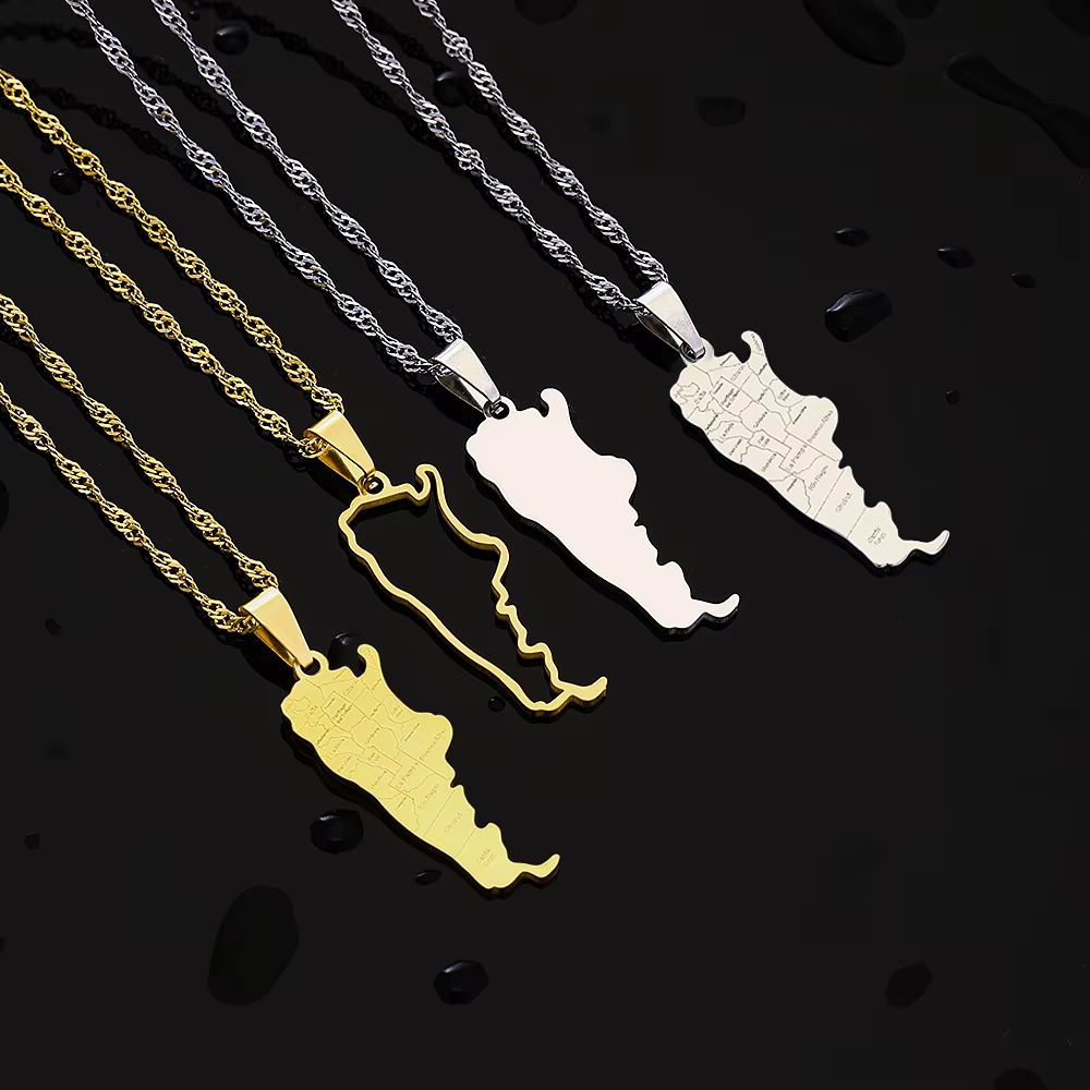 Mode argentine carte ville pendentif collier en acier inoxydable hommes femmes couleur or ethnique cartes bijoux cadeau