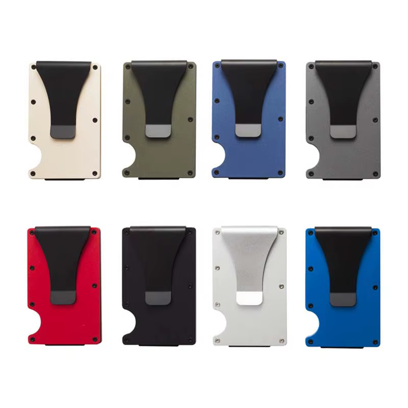 Portefeuille minimaliste pour hommes et femmes, portefeuille RFID mince, résistant aux rayures, porte-carte de crédit et pince à billets, argent facilement amovible