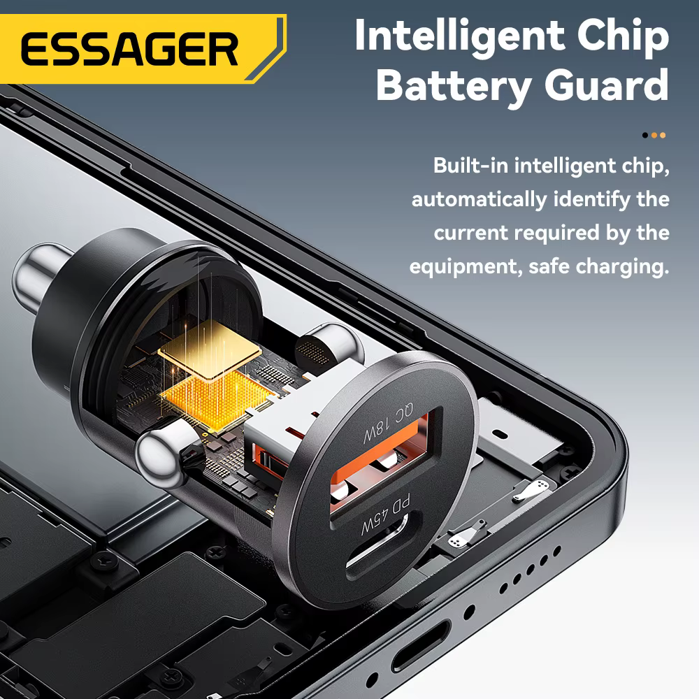Essager 45W chargeur de voiture charge rapide double Port PD QC3.0 type-c