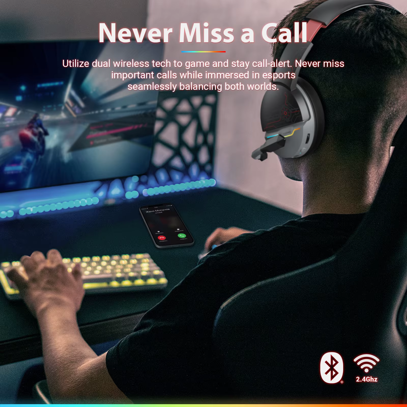 NUBWO Dual G08 Casque de jeu sans fil avec microphone pour PS5