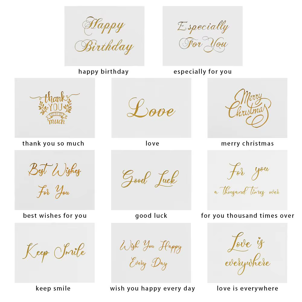 50 cartes de vœux DIY Joyeux Anniversaire, design simple, message écrit à la main, estampage doré, carte de vœux blanche, merci