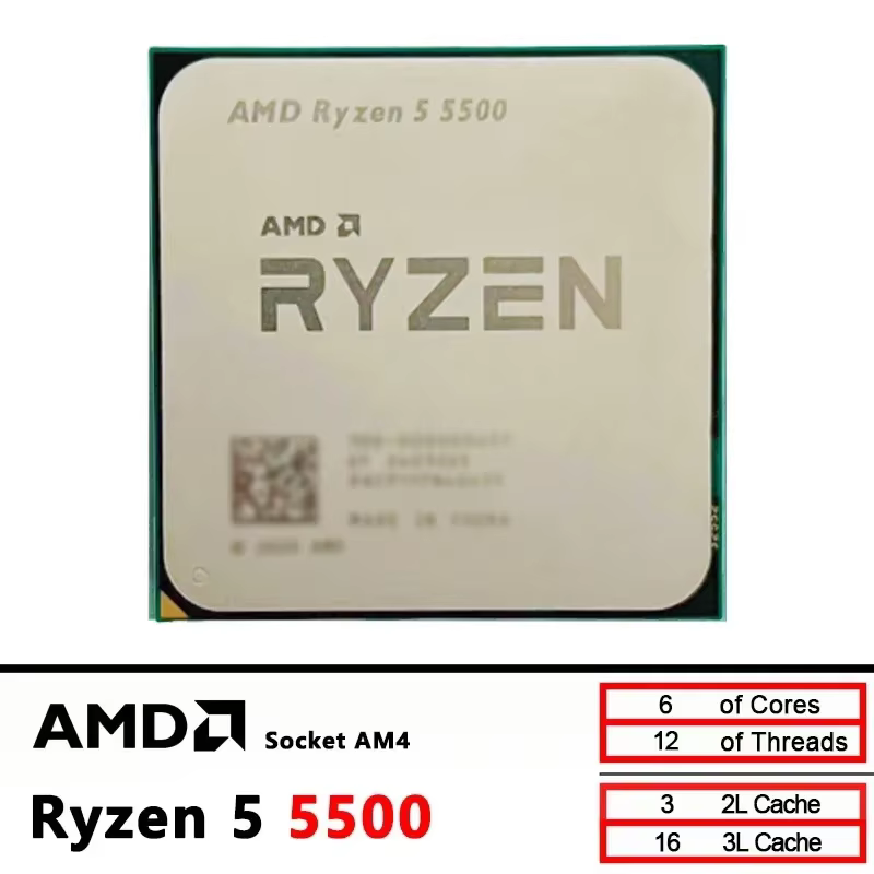 Processeur de bureau AMD Ryzen 5 5500 R5 5500 6 cœurs 12 threads 4