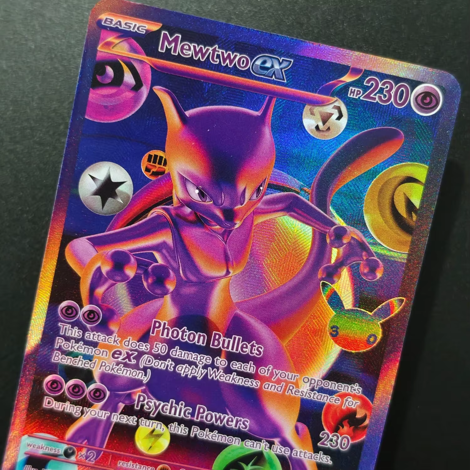 Carte Pokémon PTCG Mewtwo ex anglaise faite maison # 157 Mew # 158 Cartes de Collection de Jeu de Cartes à Collectionner Série Rare Futuriste
