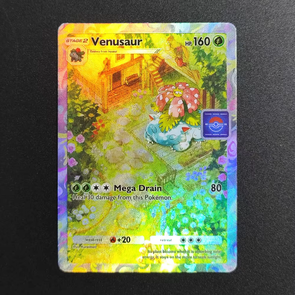 Carte de collection Pokémon TCG anglaise promotionnelle faite maison : Eevee, Mewtwo, Venusaur, Blastoise – Jouet texturé