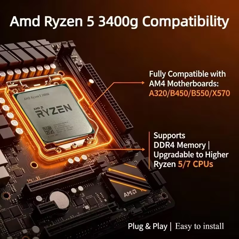 Processeur de jeu pour ordinateur de bureau AMD Ryzen 5 3400G R5 3400G