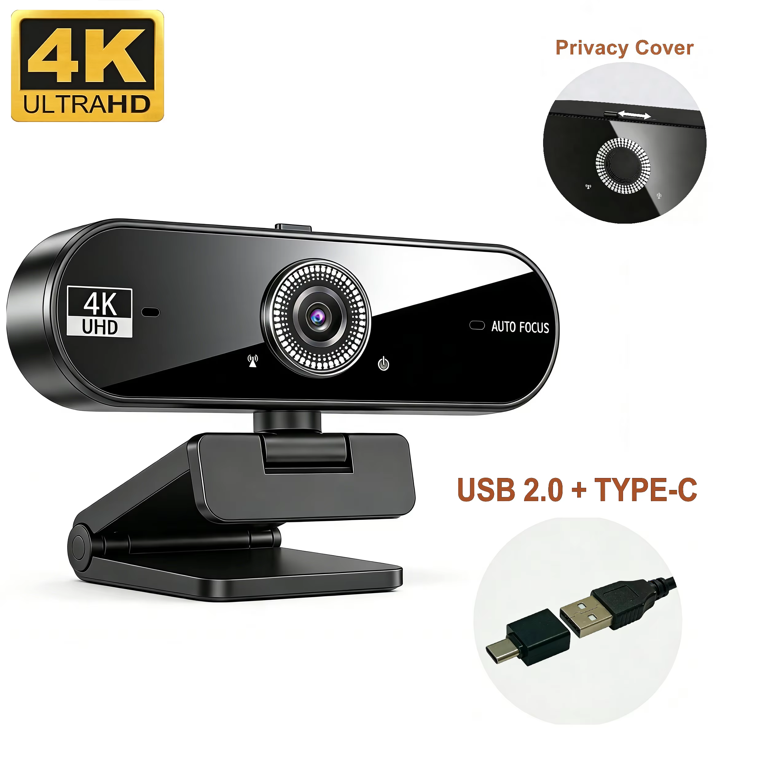 Webcam 4K pour PC, 30fps
