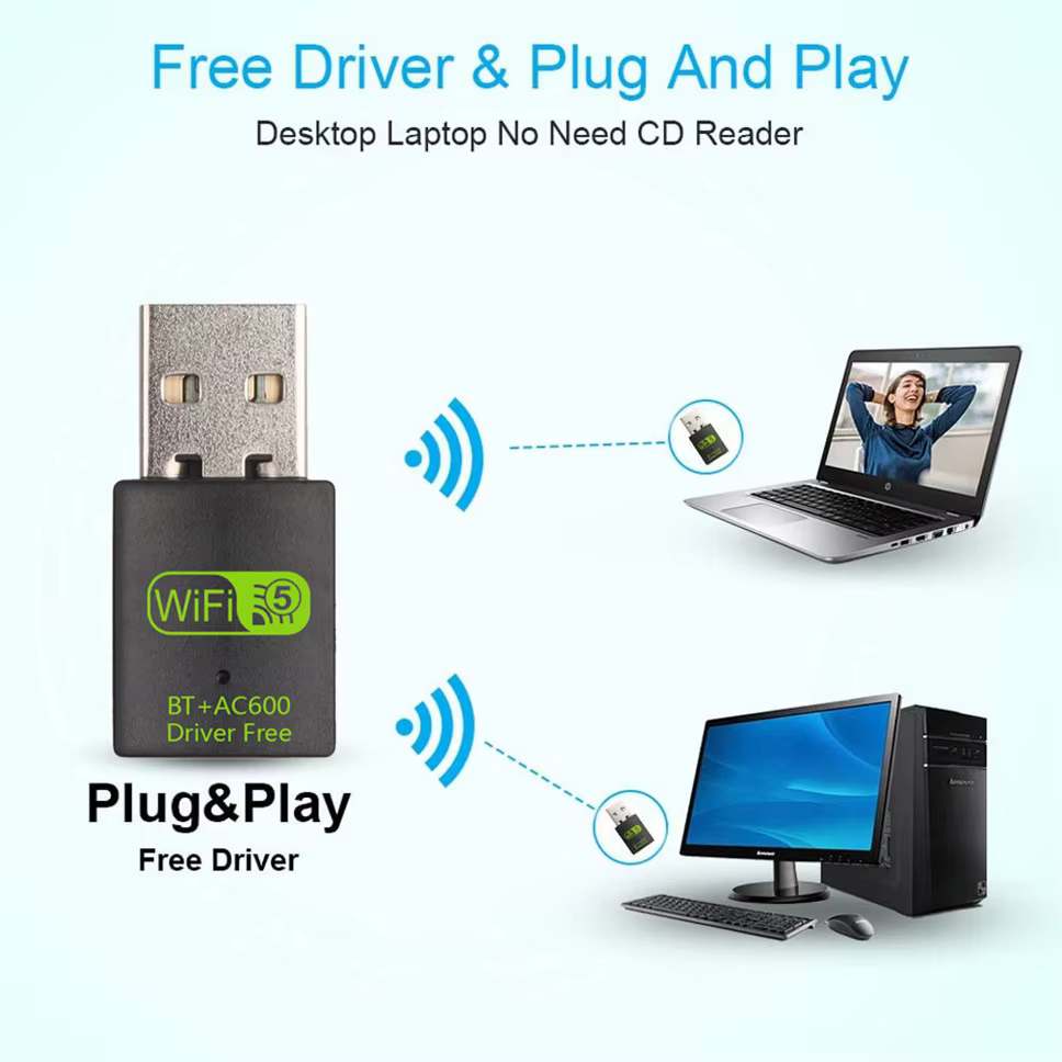 600Mbps USB WiFi Bluetooth adaptateur 2 en 1 Dongle double bande USB