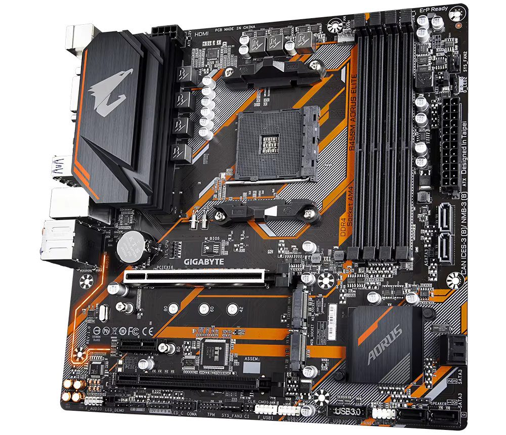 Gigabyte GA B450M AORUS ELITE AMD B450 /4-DDR4 DIMM /M.2 /USB3.1 /Micro-ATX /Nouveau / Max-64G Carte mère AM4 double canal