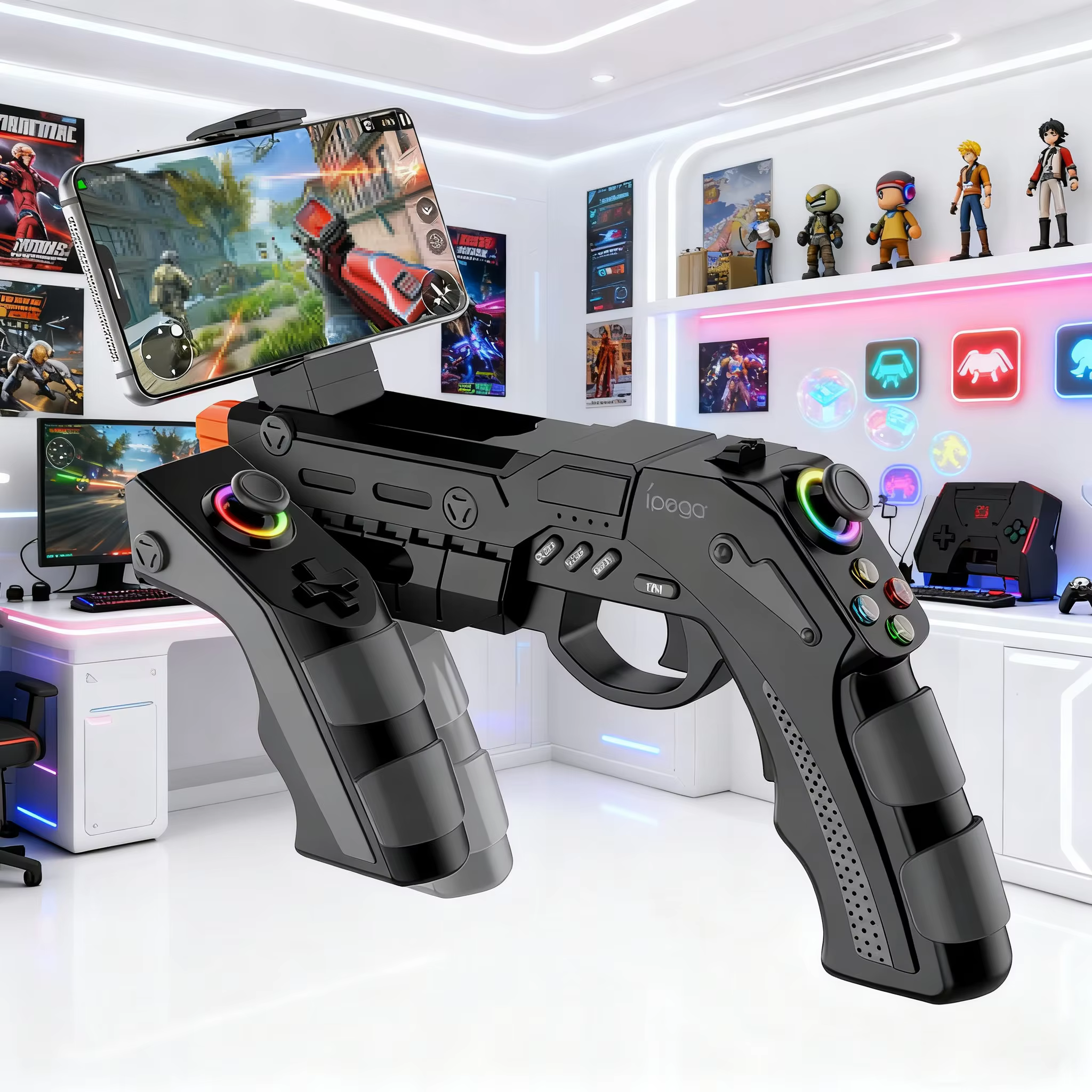 Pistolet de jeu sans fil IPEGA PG-9257 pour PS4/PS3/Android/iOS/Switch/PC avec gyroscope
