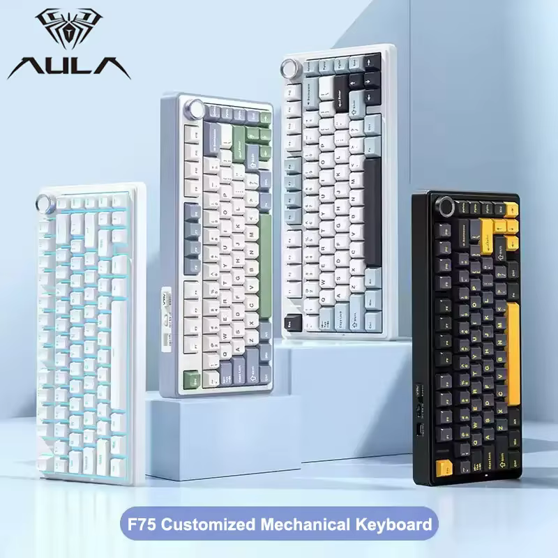 AULA F75 2.4G clavier mécanique de jeu sans fil/Bluetooth/filaire rvb personnalisé 75% disposition OEM joint de profil