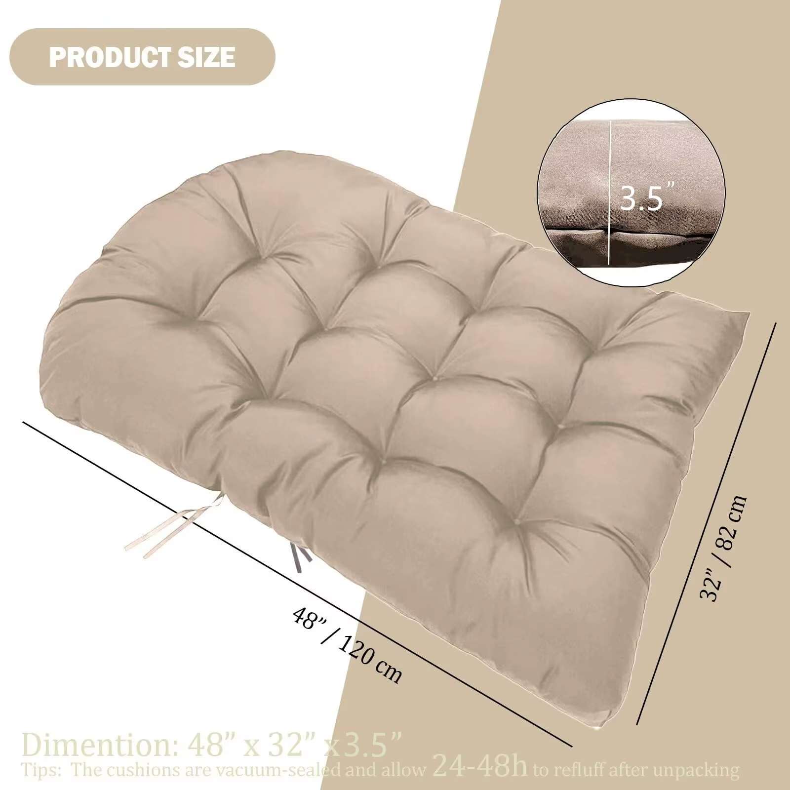 Coussins de chaise en forme d'œuf, pour mobilier d'extérieur, imperméable, remplacement pour chaises suspendues, balançoire en forme de U, Cuhsion